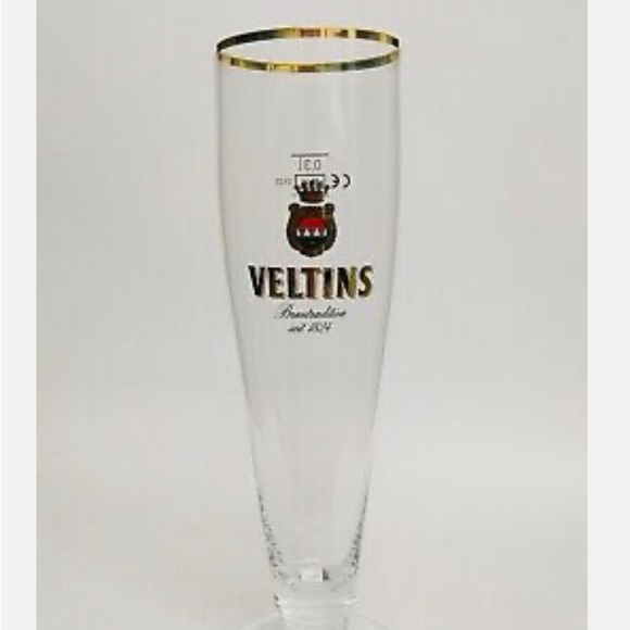 Set of two, 9" .3 liter glasses featuring the Veltins logo on the front - Picture 2 of 4